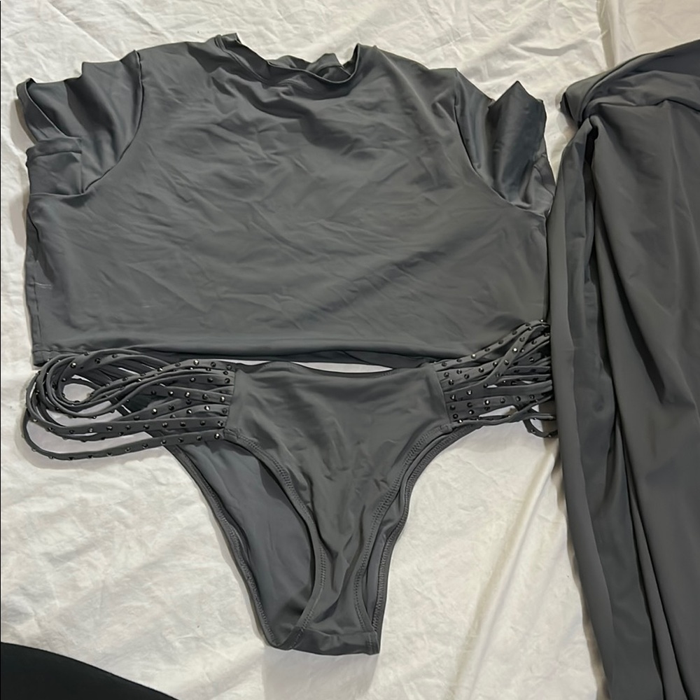 NWOT Skims Gray 3-Piece Swimsuit with Cutout Details